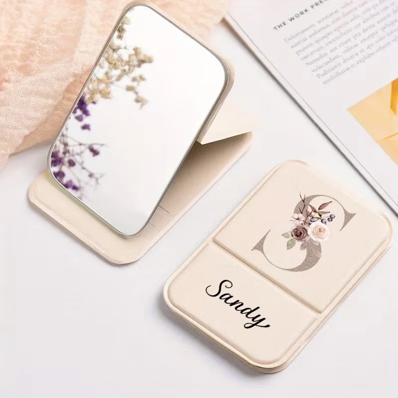 1 custom PU makeup mirror Ultra-thin and lightweight PU leather compact makeup mirror Folding Mirror for Girls and Girls Girl's