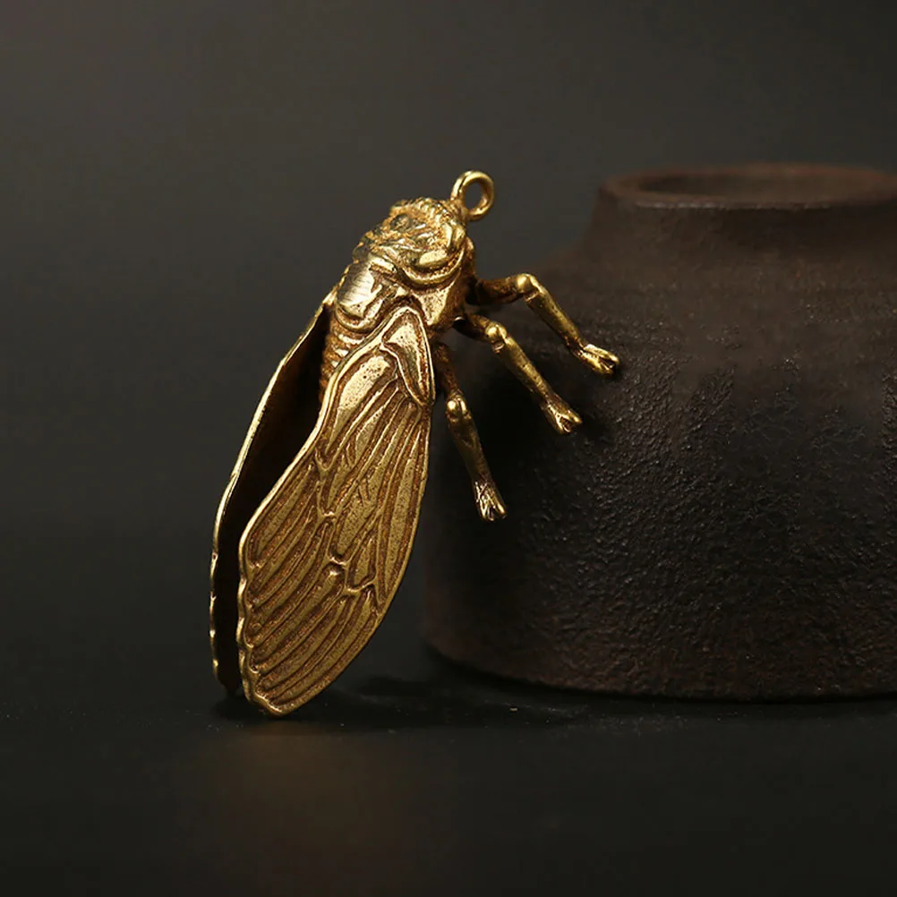 

2Pcs Cicada Keychain Pendants DIY Small Brass Vintage Chinese Style Charm Accessories Collection Decor Jewelry Craft