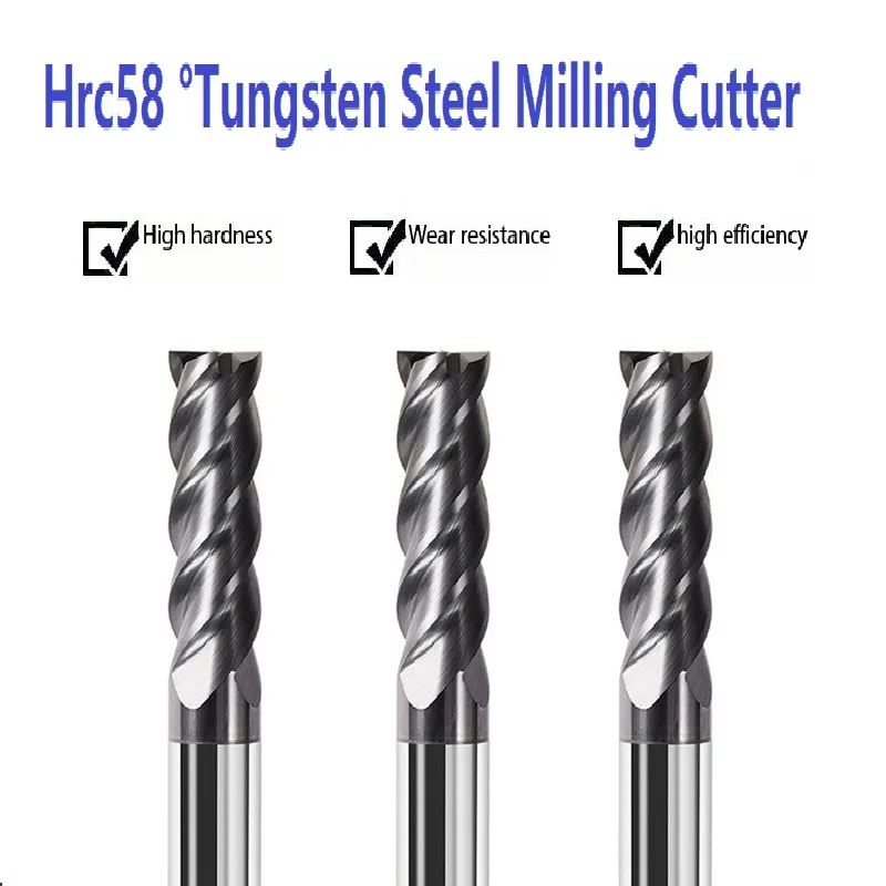 

58-градусная 4-сторонняя фреза из вольфрамовой стали, концевая фреза из твердого сплава для нержавеющей стали, числовое управление с ЧПУ