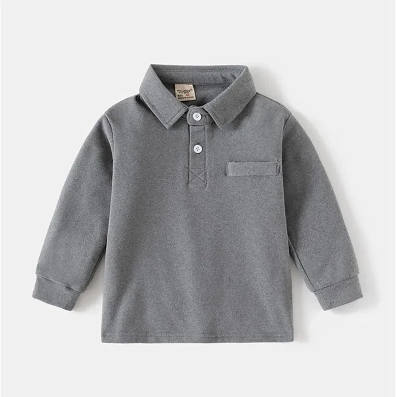 MILANCEL Children's POLO Shirt 2026 New Style Boys' Turn Down Collar Long Sleeved T-shirt Kid's Autumn Top Children's Clothing