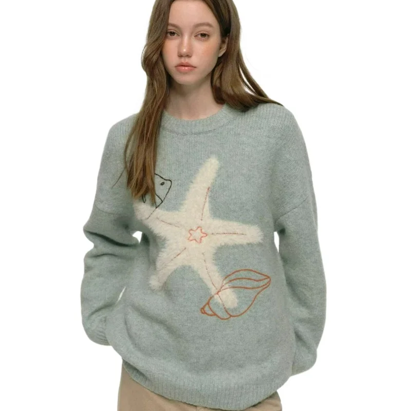 موضة جديدة الطباعة تنوعا متماسكة سترة المرأة 2026 الخريف/الشتاء فضفاضة كسول نمط سترة دافئة متماسكة البلوز قاعدة طبقة #6