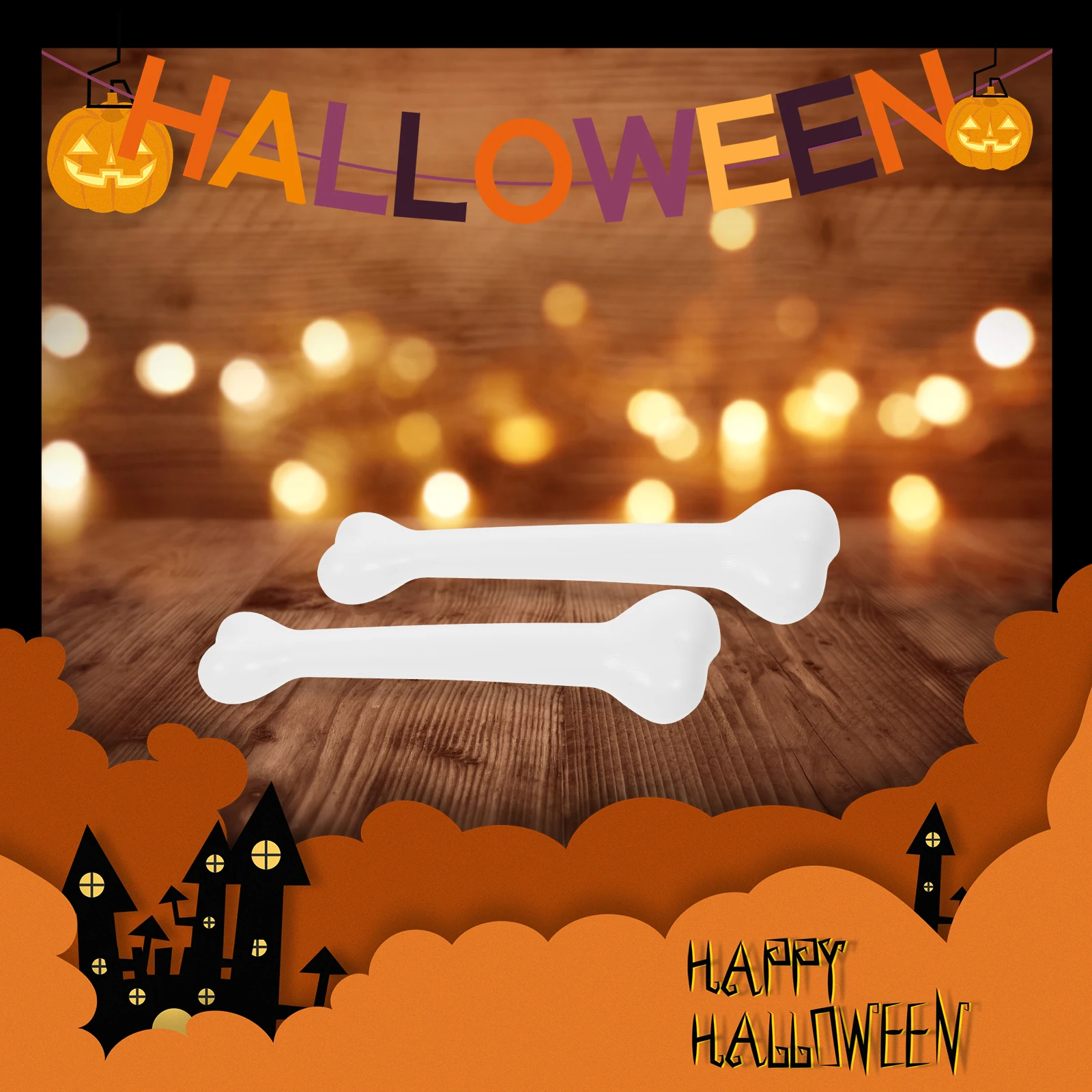 

4 PCS Halloween Bones Simulated Props Clothing Skull Figurines Office Human