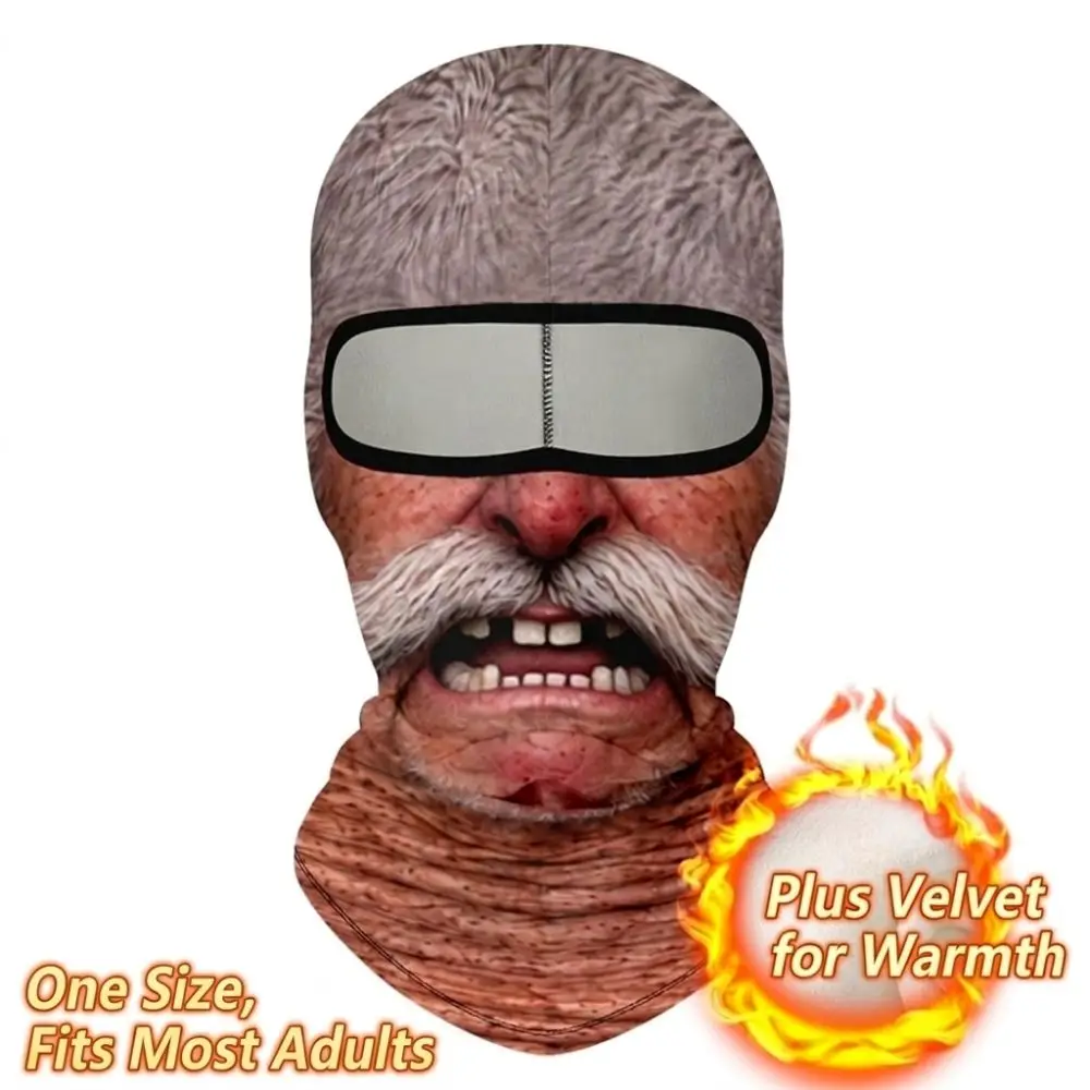3D Face Print Old Man Balaclava Face Mask Full Coverage Realistic Winter Mask Cover Breathable Windproof Funny Ski Mask 6