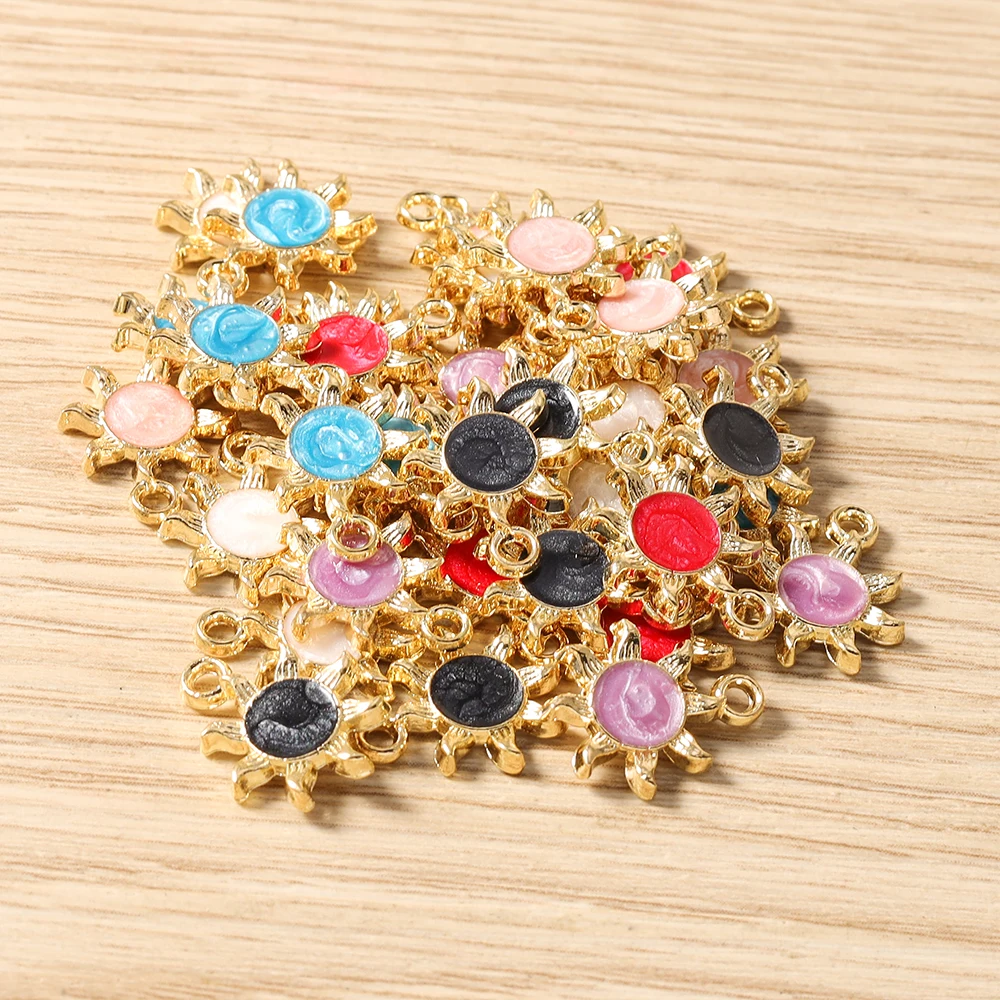Tusember 20 Stück Bunte 15*12mm Kawaii Emaille Niedliche Sonnenanhänger Schmuckherstellung Armband Halskette DIY Ohrringe Zubehör – Detail 2