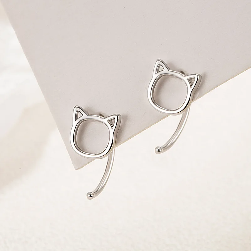 925 Silver Needle Cat Shape Stud Earring For Women Girls Party Birthday Jewelry Gifts eh2196