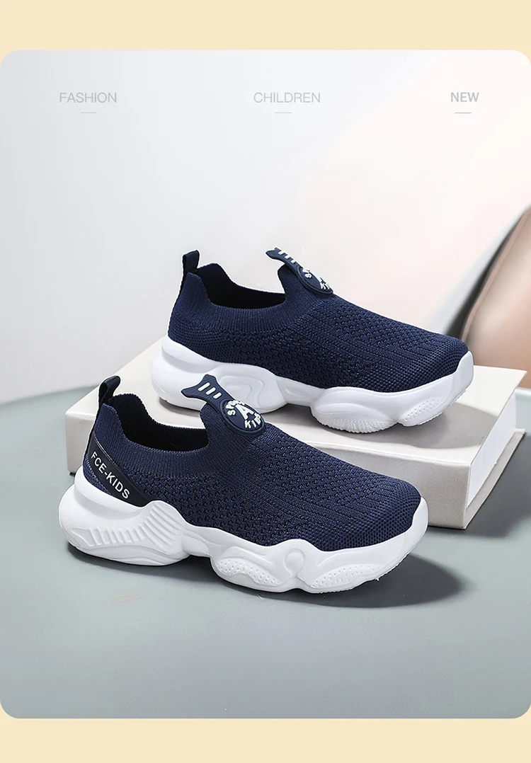 Sommerliche Freizeitschuhe für Kinder, atmungsaktive Strick-Sneaker für Kinder, Slip-Ons, Laufschuhe für Jungen, leichte, bequeme Wanderschuhe – Detail 13