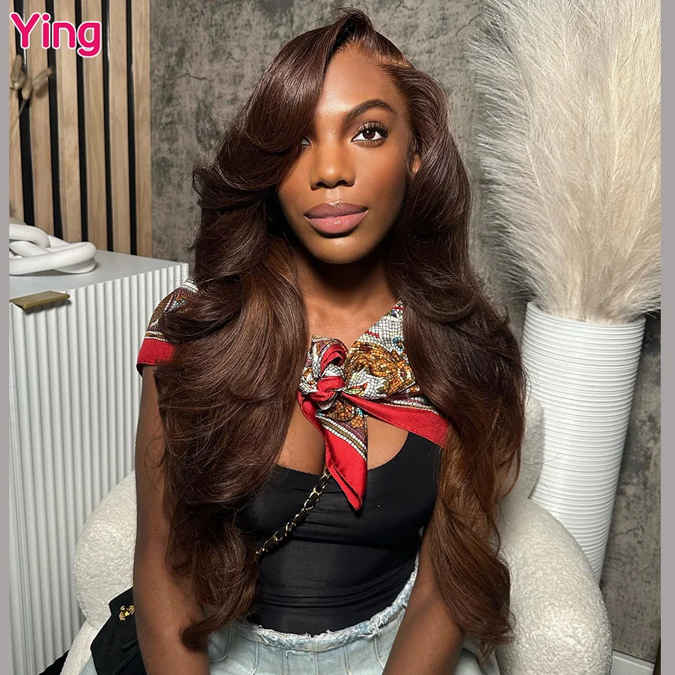 

Ying Body Wave Chocolate Brown Colored 13x6 Lace Frontal Wig Remy Hair 13x4 Lace Front Wig PrePlucked 5x5 Transparent Lace Wig