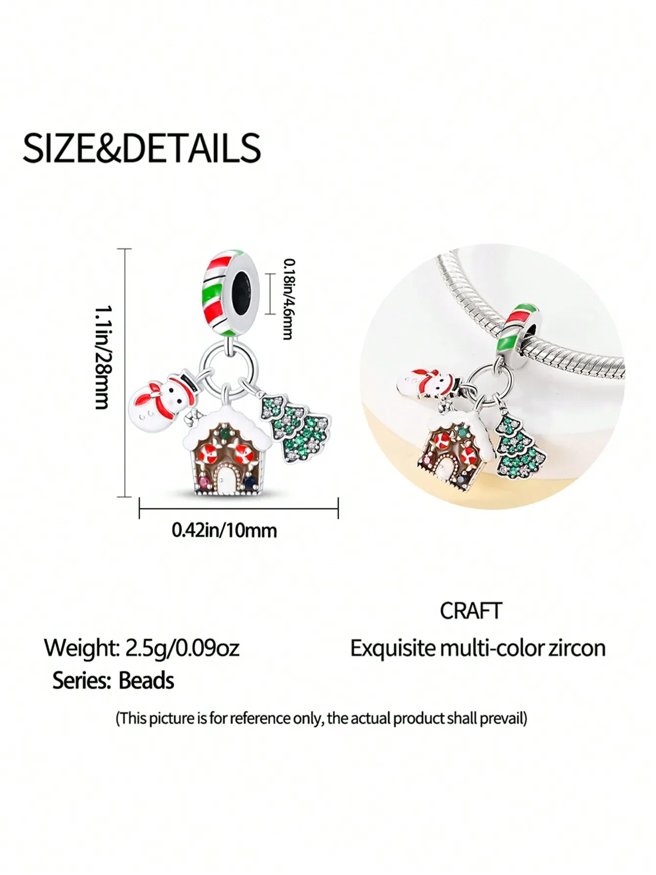 2025 Hot Sale Charms Bead 925 Sterling Silver Women's Christmas Present Fit Bangle Bracelet Necklace DIY Jewelry