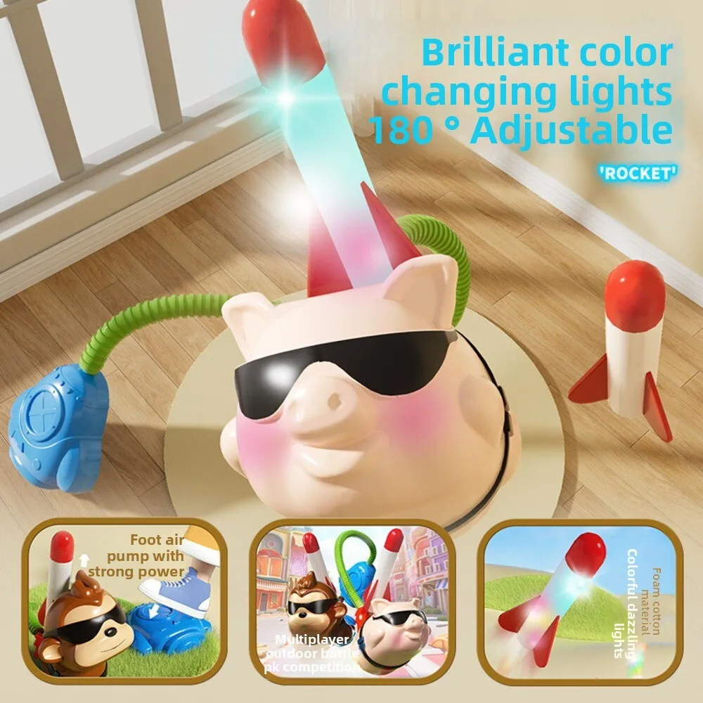 لعبة قاذفة الصواريخ للأطفال في الهواء الطلق مع أضواء LED، صواريخ إسفنجية تعمل بالهواء المنشط للأولاد والبنات #6