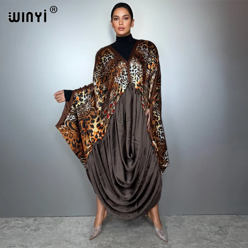 فستان سهرة WINYI دبي فاخر أنثى فضفاضة قفطان ملابس امرأة مسلمة عطلة الشاطئ التستر بوهو فساتين امرأة الملابس
