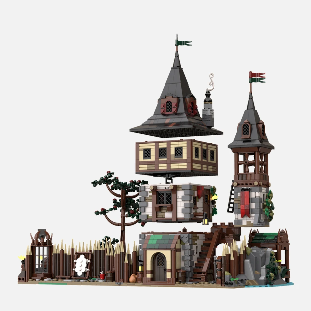 3137 elementów MOC Średniowieczna Retro Architektura Zamek Króla Niedźwiedzia Model Modularny DIY Klocki Konstrukcyjne Zabawka Zestaw Prezent dla Dzieci Chłopca