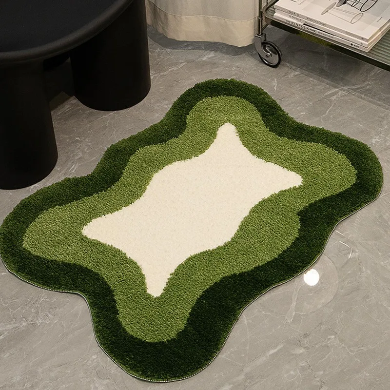 Modern Minimalist Bathroom Non-slip Bathroom Absorbent Plush Velvet Foot Mats Washroom Dirt-resistant Flocking Floor Mats