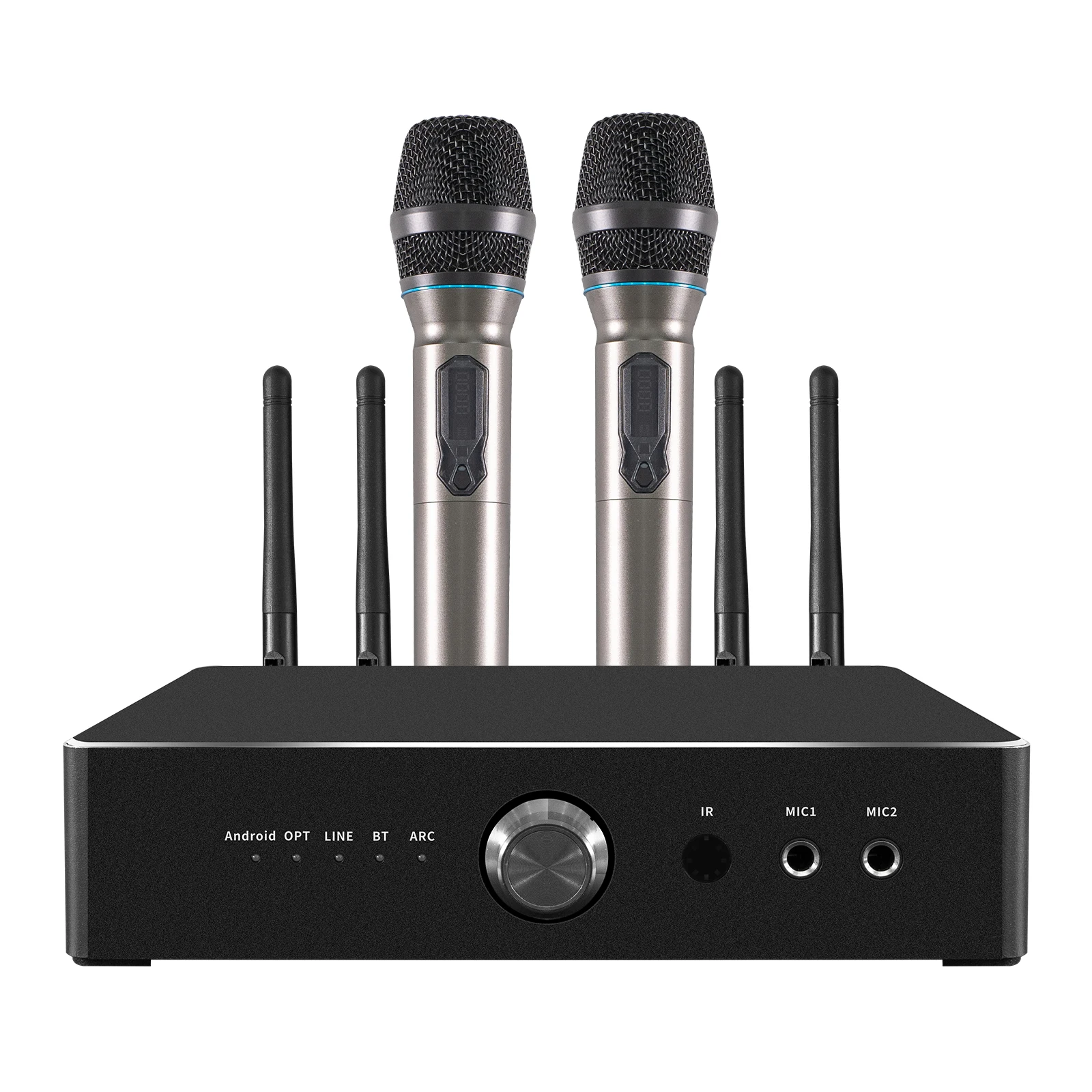 2024 home amplifier new model karaoke  600W android 13.0 DDR4 2GB 4K audio system 2 wireless microphone karaoke player