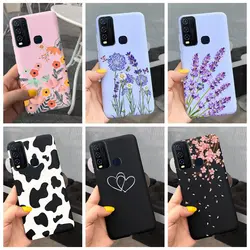 Fashion Cute Flower Milk Silicone Case For Vivo Y30 1938 Y50 1935 Black Soft TPU Phone Cover For Vivo Y 30 50 Y30 2020 Back Case