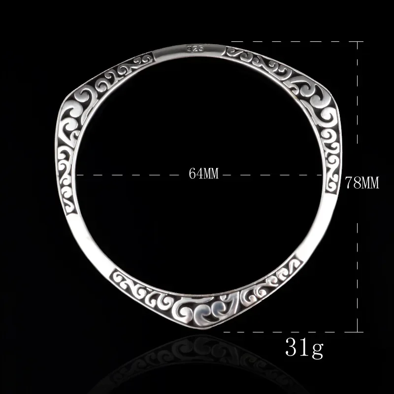 New Arrival Tibetan Silver Color Bracelets Women Cuff Bracelet Bangle Hot Sale Luxury with Stamp Jewelry