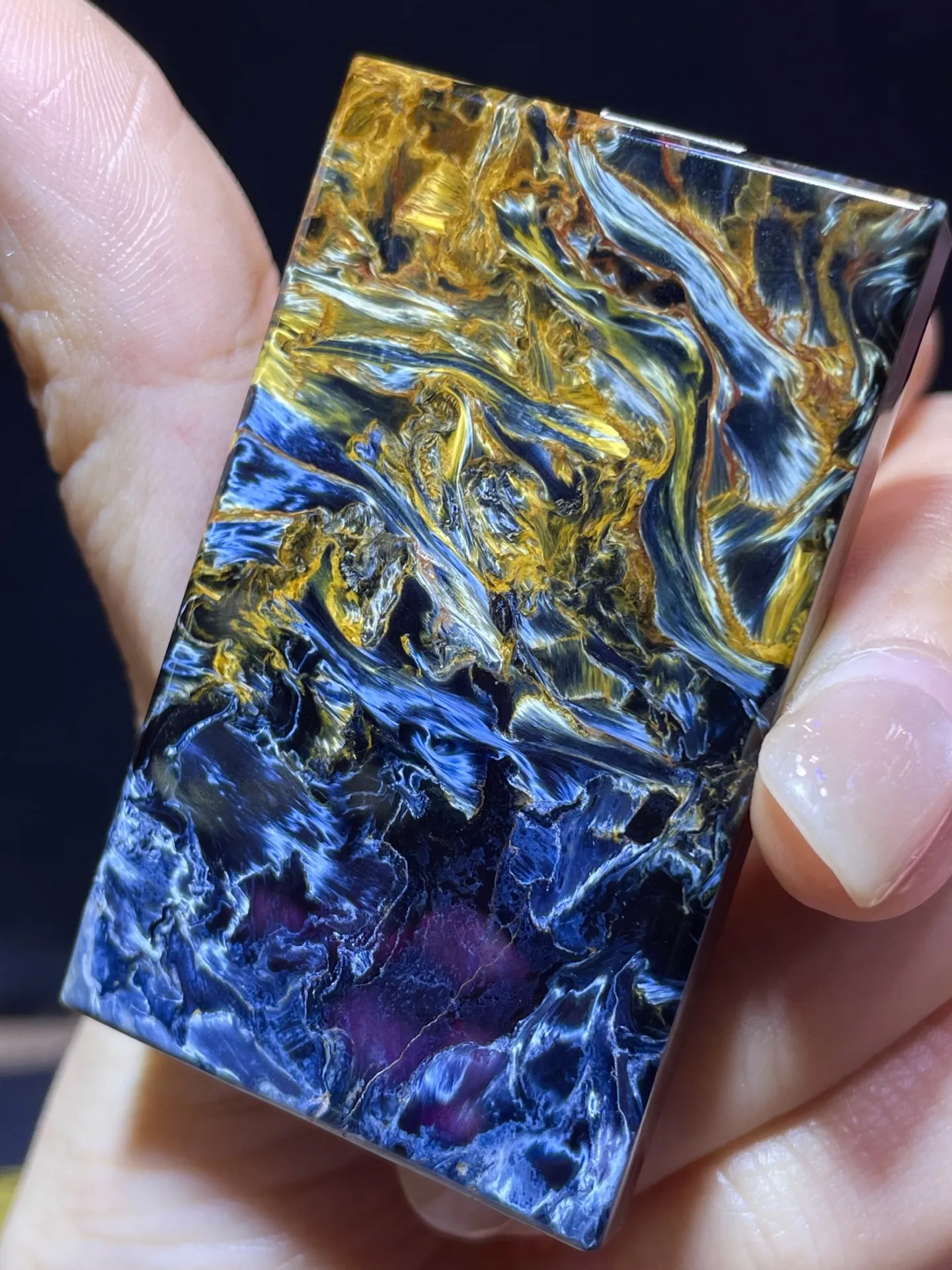 

Натуральный синий желтый кулон из питерсита 55,3/33,38 мм, прямоугольник для женщин и мужчин, ожерелье из питерсита Намибии, ювелирные изделия AAAAAA