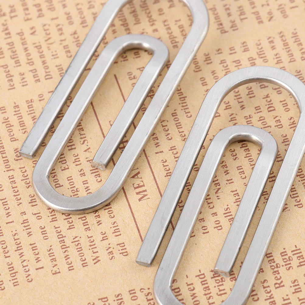 Grandes clipes de papel jumbo em aço inoxidável, Clipes de papel, Paperclips para escritório, Documento escolar, Organizar dinheiro de papel, 2pcs