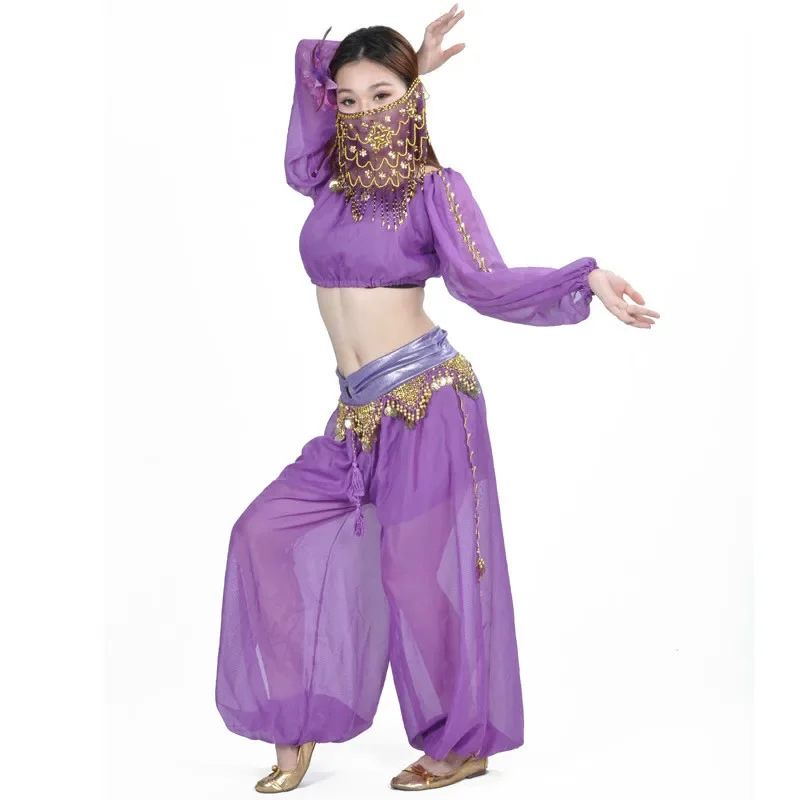 

Tops+Pants+Veil Full Set Women Belly Dance Costume Bellydance Dancer Wear Practice Lady Indian Dance Costume Belly Clothing 89