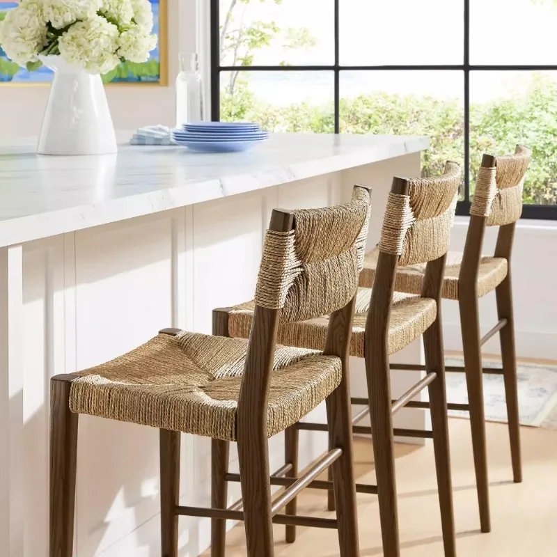 

Modern American-style Solid Oak Handmade Bar Stool Dining Chair for Home Bar & Restaurant Use