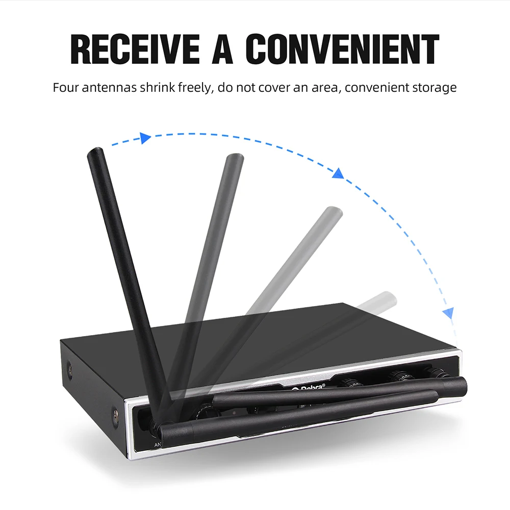 ميكروفون مؤتمرات لاسلكي من Debra DU4004 UHF ذو 4 قنوات مع سماعة رأس Lavalier محمولة لعروض المؤتمرات والكائس