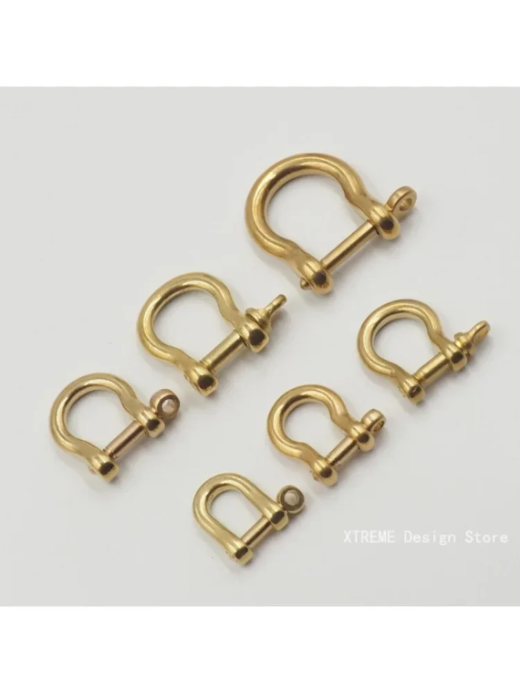 Mousqueton en laiton massif D Bow, manille Fob, porte-clés, crochet, joint à vis, connecteur, accessoires de sac de structure
