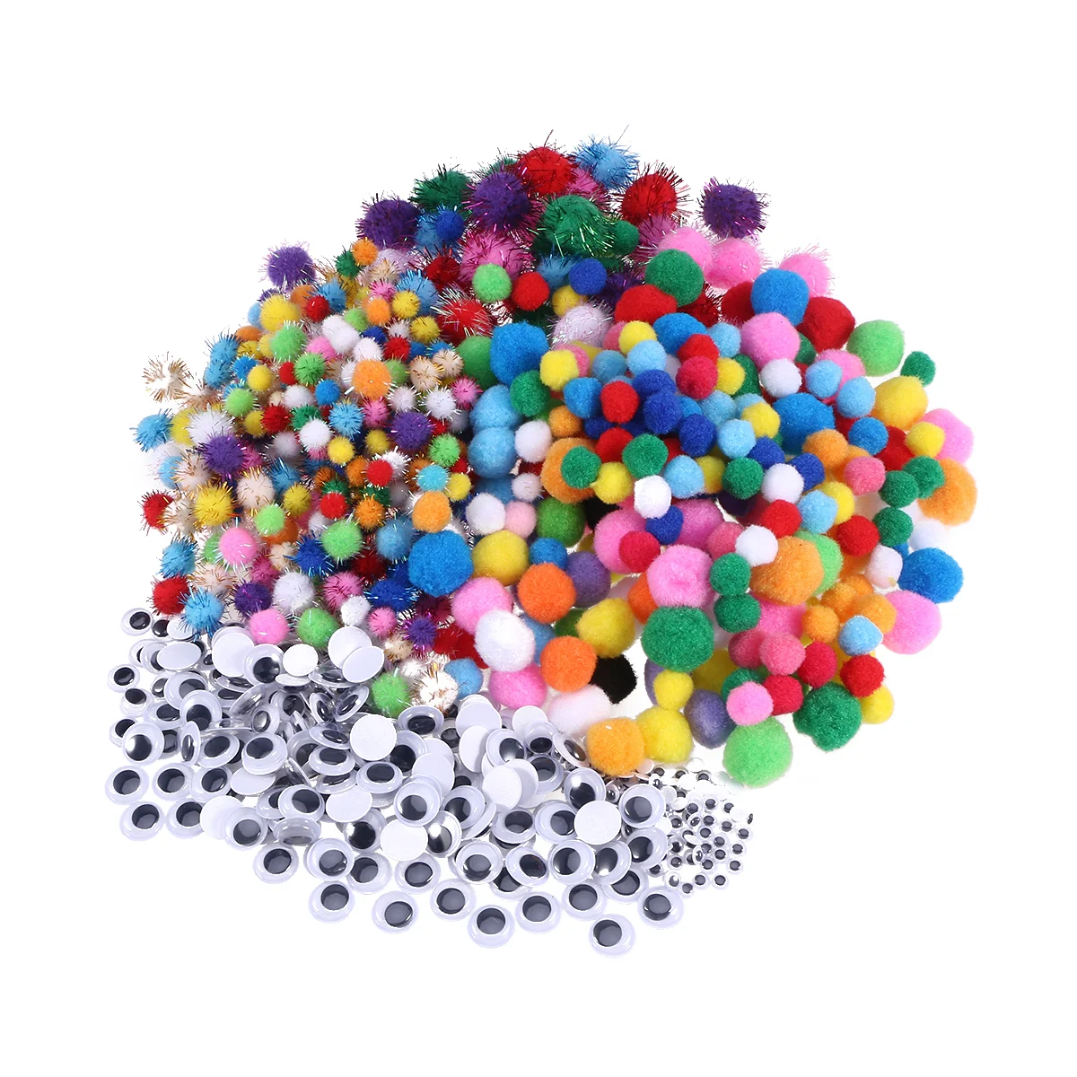 

550 Pcs DIY Googly Eyes Plush Ball Pom Filling Colorful Fluffy Balls Pompon Child