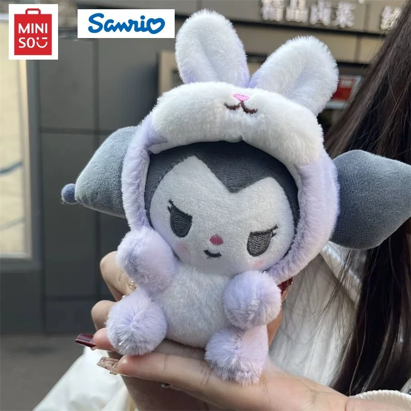 Miniso Sanrio gantungan kunci lucu Kuromi liontin mewah kartun ransel mewah liontin gantungan kunci boneka gantungan kunci hadiah pasangan kecil