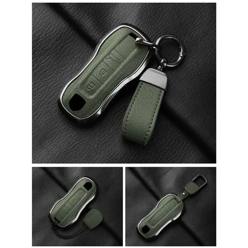 for Porsche Key Cover Case for Cayenne Macan Taycan 718 911 New Car Key Fob Protector Bag with Buckle view 4