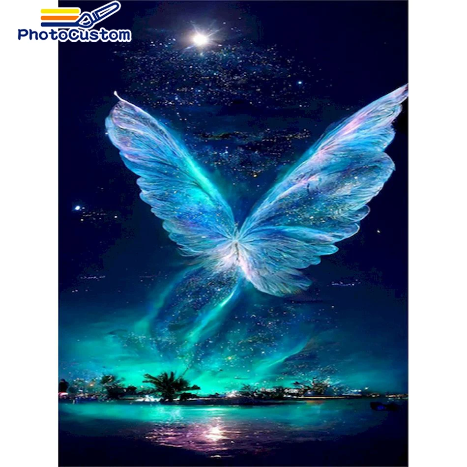 

PhotoCustom 5D Diamond Painting Butterfly Landscape Full Drill Diamond Mosaic Painting Kit Diamond Embroidery DIY Home Decor New