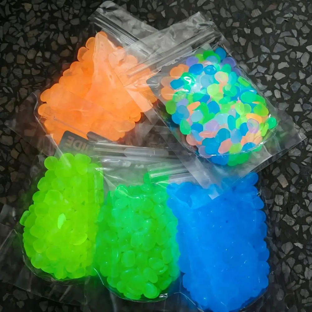 Colorful Glow-in-the-Dark Garden Stones Night Guide Luminous Pebbles Rainbow Glowing Stepping Rocks Outdoor Landscape Decor