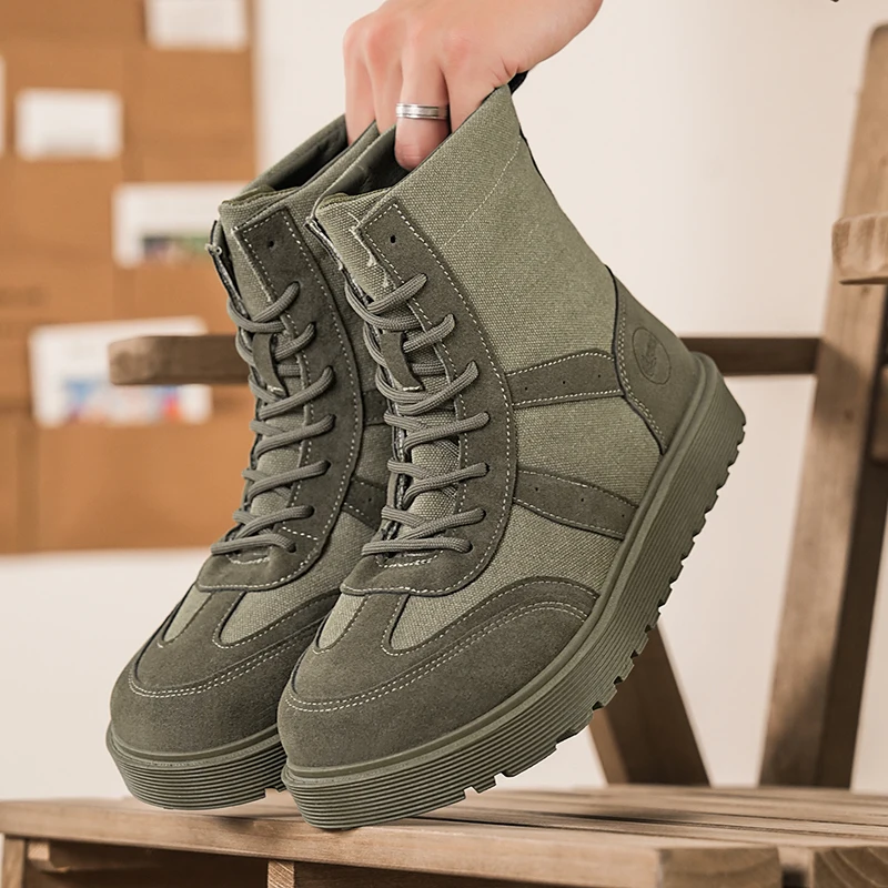 

2025 New Mens Shoes High Top Male Sneakers Leather Platform Shoes Comfortable Outdoor Men Running Shoes Breathable Tenis Hombres