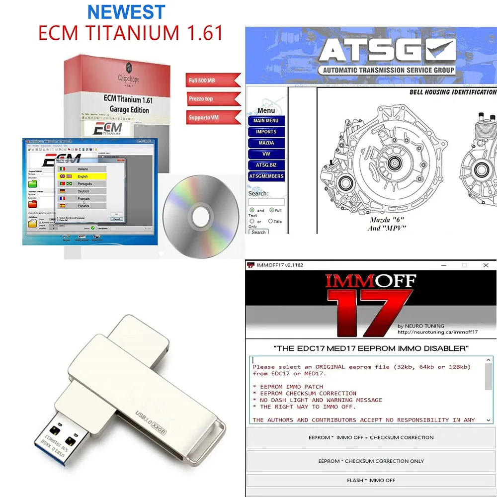 

2024 Immo Off IMMOFF17 Software EDC17+ATSG 2017 Automatic Transmission Maintenance+ECM TITANIUM 1.61 With 26000Driver ECM18259