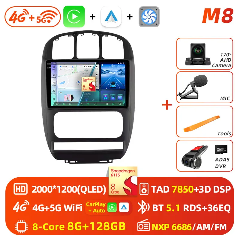 Android 16 wifi + 4G Carplay Autoradio Voor Dodge Caravan 4 Voor Chrysler Grand Voyager RS 2000-2012 navigatie GPS Stereo Multimedia