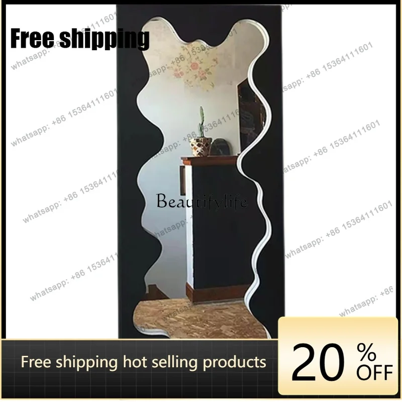 Factory Direct.Household floor mirror wind creative wave full body mirror special-shaped living room
