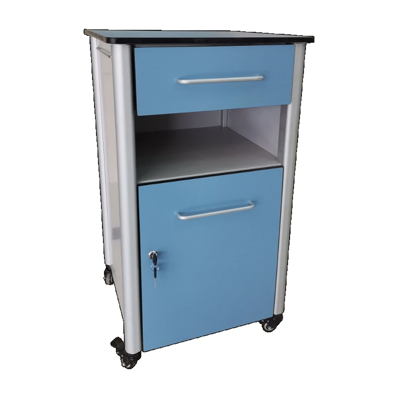 Hospital Bedside Cabinet with Folding Over Bed Table