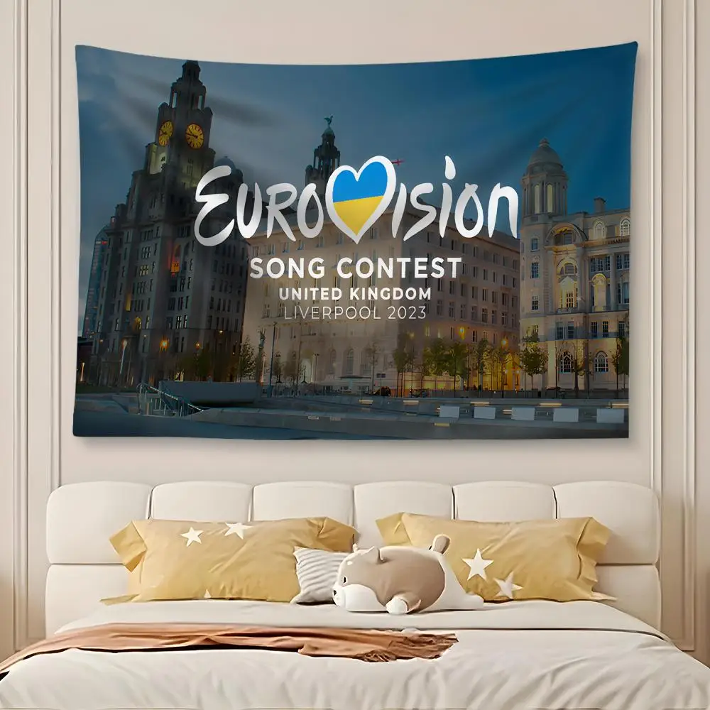 E-Eurovision Song Contest Tapestry Custom Living Bedroom Party Dormitory Interior Wall Bohemian Decoration Attached Clip
