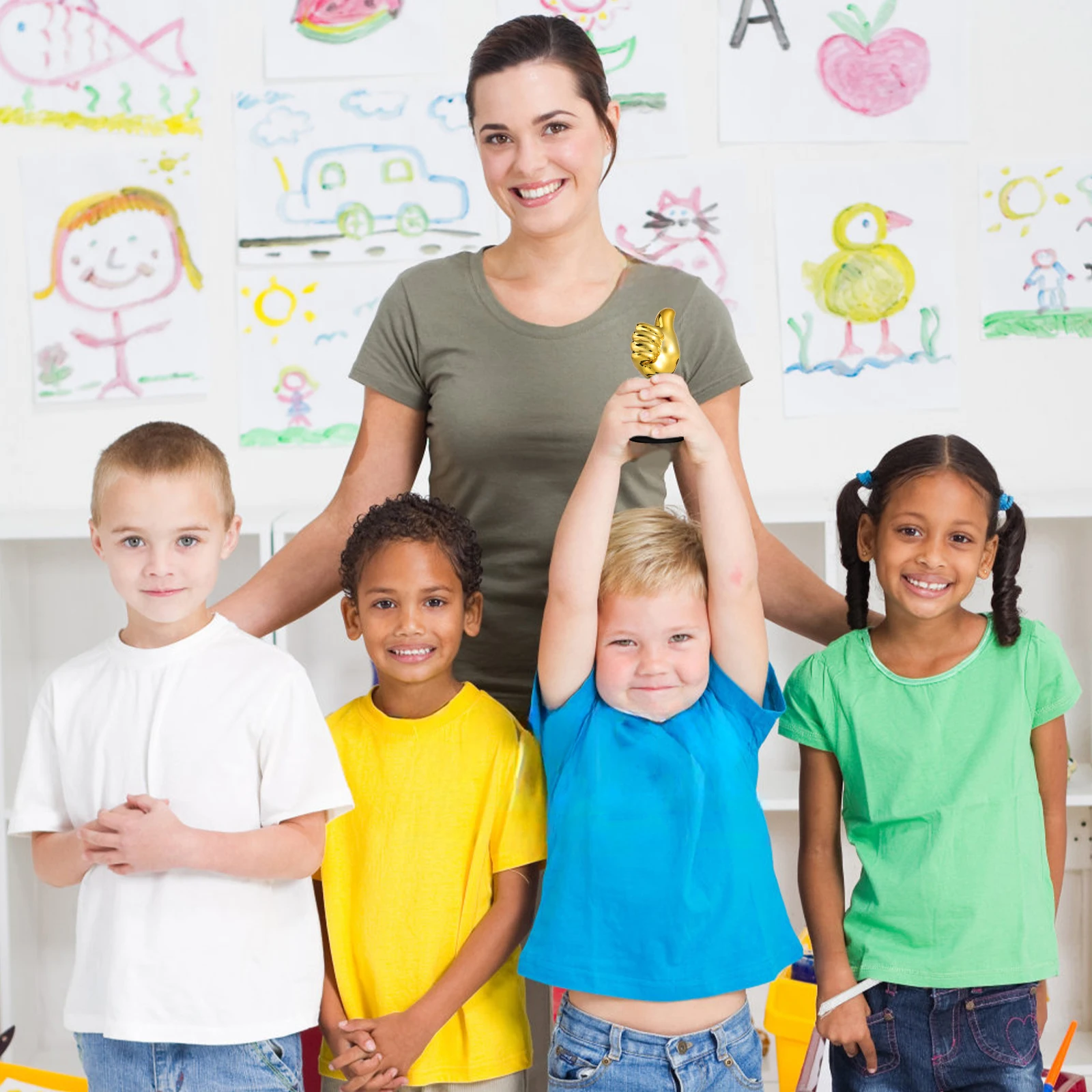 6 قطع من البلاستيك للبالغين، حفلة المنافسة على شكل إبهام، جائزة ديكور على شكل إبهام، جائزة الكأس المبتكرة