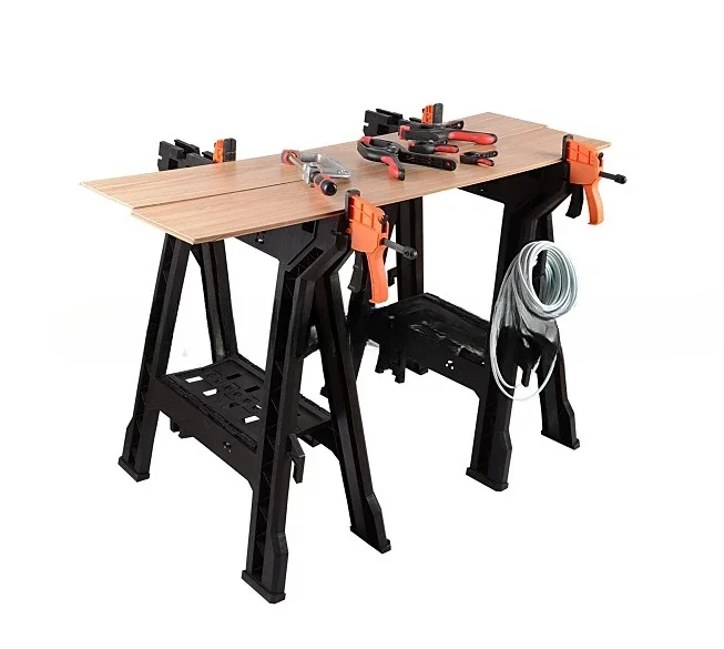 2-Piece Saw Horse Work Stool with Clips, Multifunctional DIY 1000