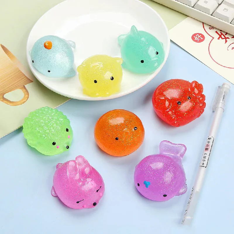 1/4/6/8 Pcs Large Size Transparent Cute Animal kawaii Sticky Soft Cute Sensory Anti Stress Squeeze Toy Stress Relief Kids Gift