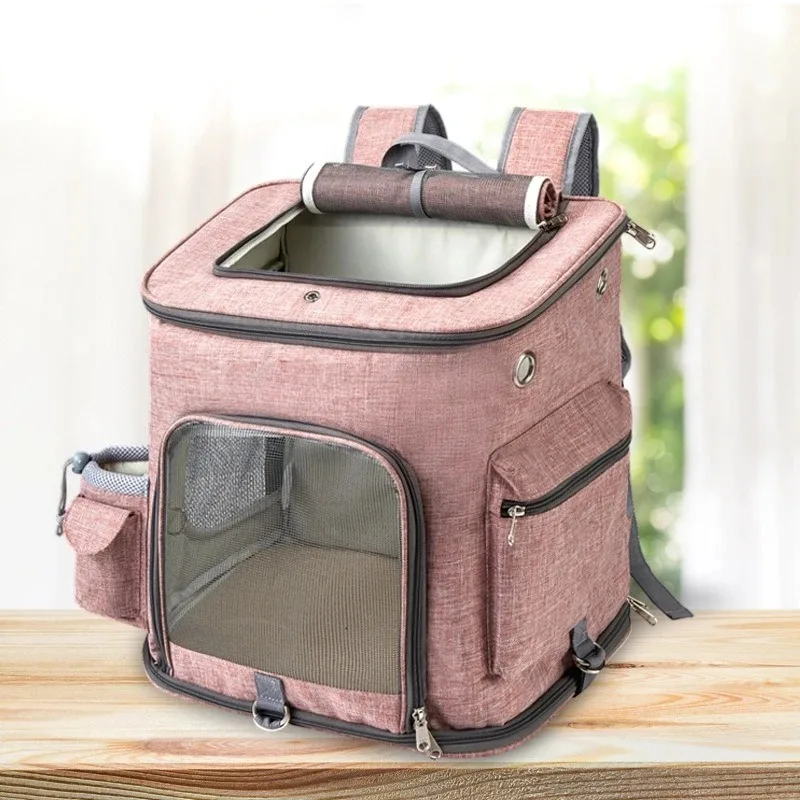 oversized L-size cat bag, two cat backpacks, large-capacity going out pet bag, foldable pet backpack.