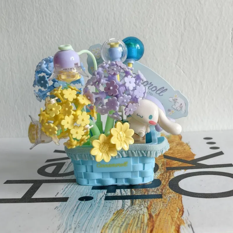 Sanrio Building Block กล่องแหวนการ์ตูน Hello Kitty Kuromi My Melody Splicing ของเล่นเครื่องประดับของขวัญวันเกิดวันวาเลนไทน์