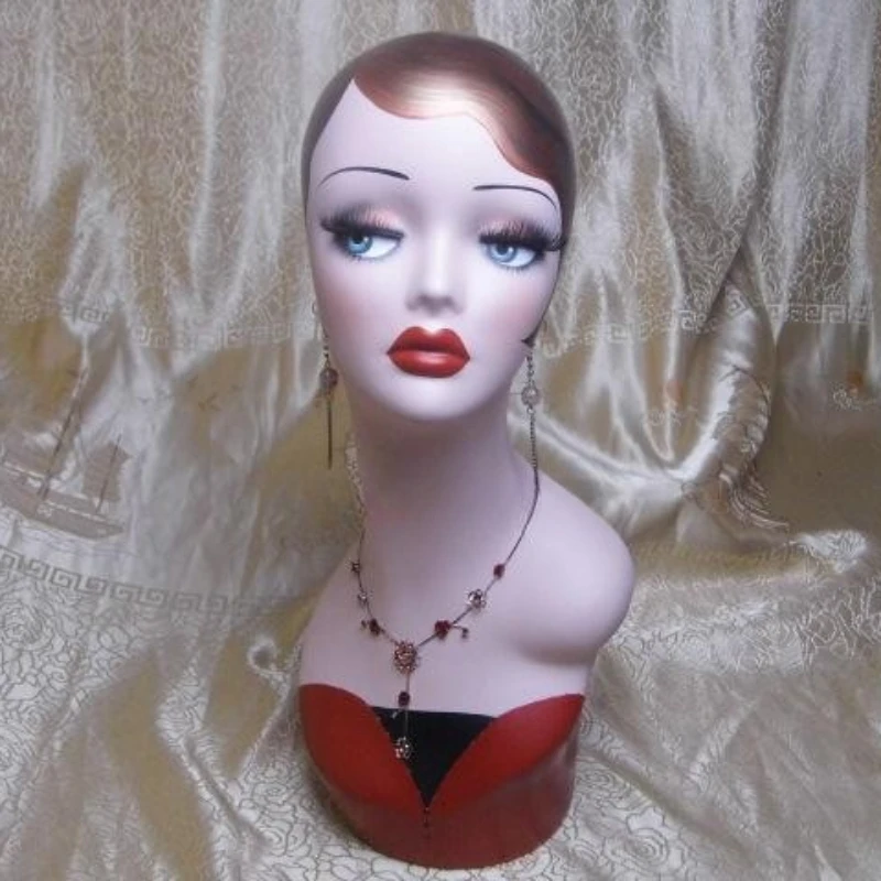 Fiberglass Vintage Manikin Doll Heads Female Mannequin Dummy Head Hat Jewelry Display