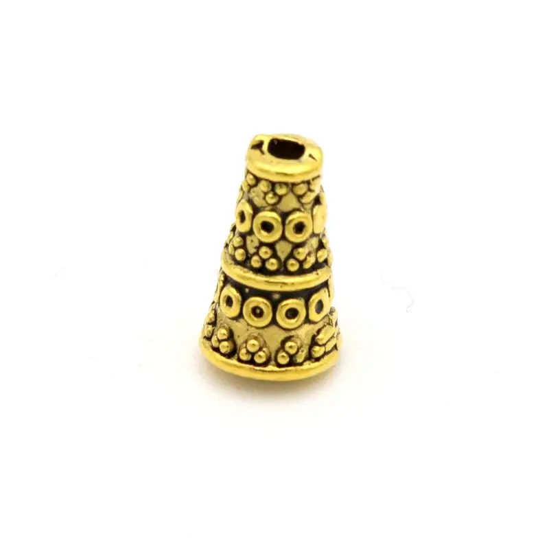 50Pcs Tibetan Silver Horn Tower Tassel Loose Sparer Bead End Caps for Jewelry Making Finding Diy Accessories Component Wholesale