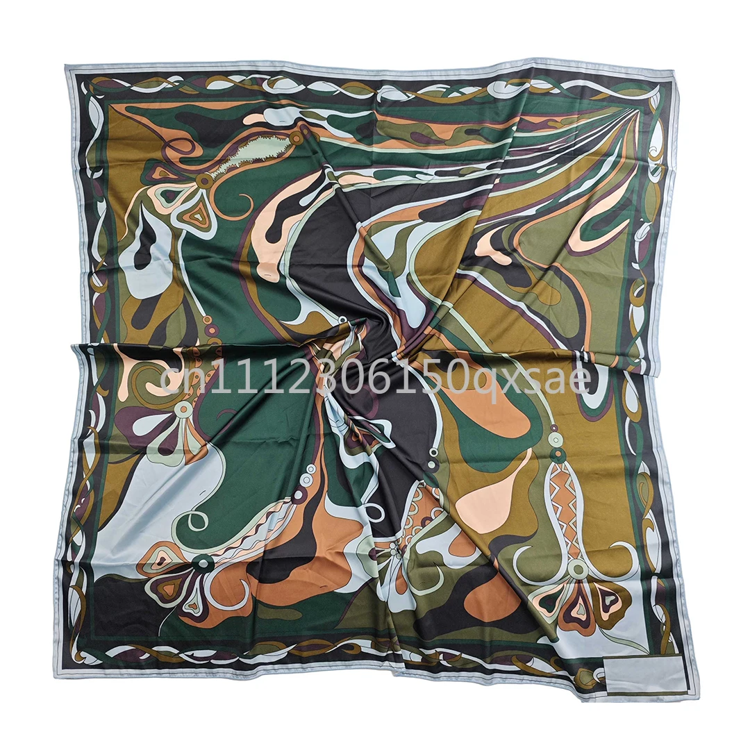

Fashion Women's Silk Scarf with Letter Signature Logo Luxury Design Lady Square Scarf 90x90cm
