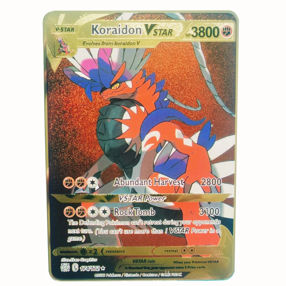 22 estilos nuevas tarjetas de Pokémon tarjetas de Pokémon de Metal dorado tarjetas de hierro duro inglés Mewtwo Pikachu Gx Charizard Vmax paquete