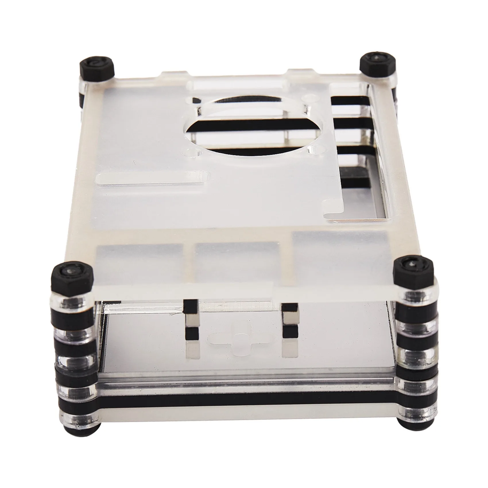 Exquisite-4X Acrylic Transparent / Clear & Black Case Cover For Raspberry Pi 4 Model B, With Cooling Fan For Raspberry Pi 4B
