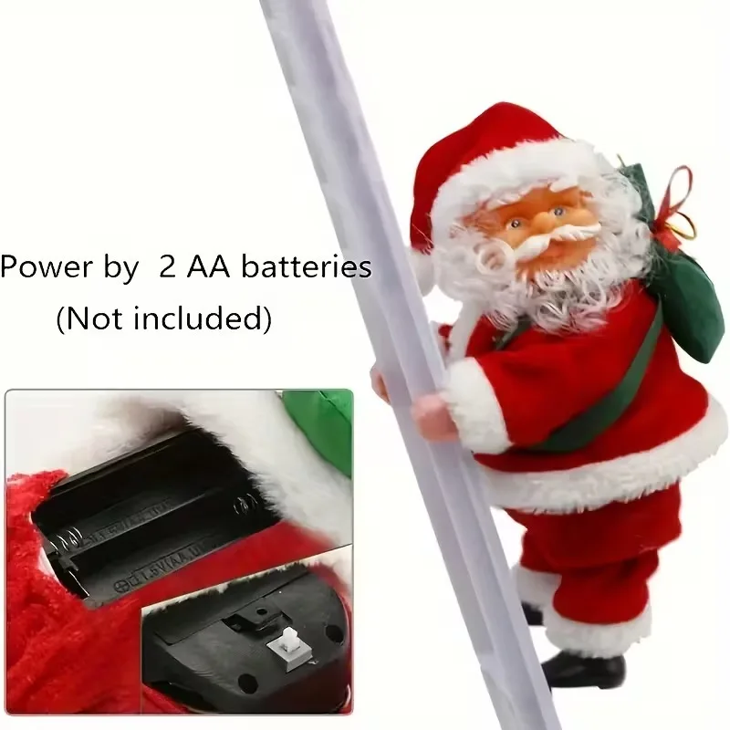 تسلق كهربائي سانتا مع موسيقى لتزيين حفلات العطلة للأطفال هدية سانتا سلم حبل تسلق زخرفة زينة عيد الميلاد