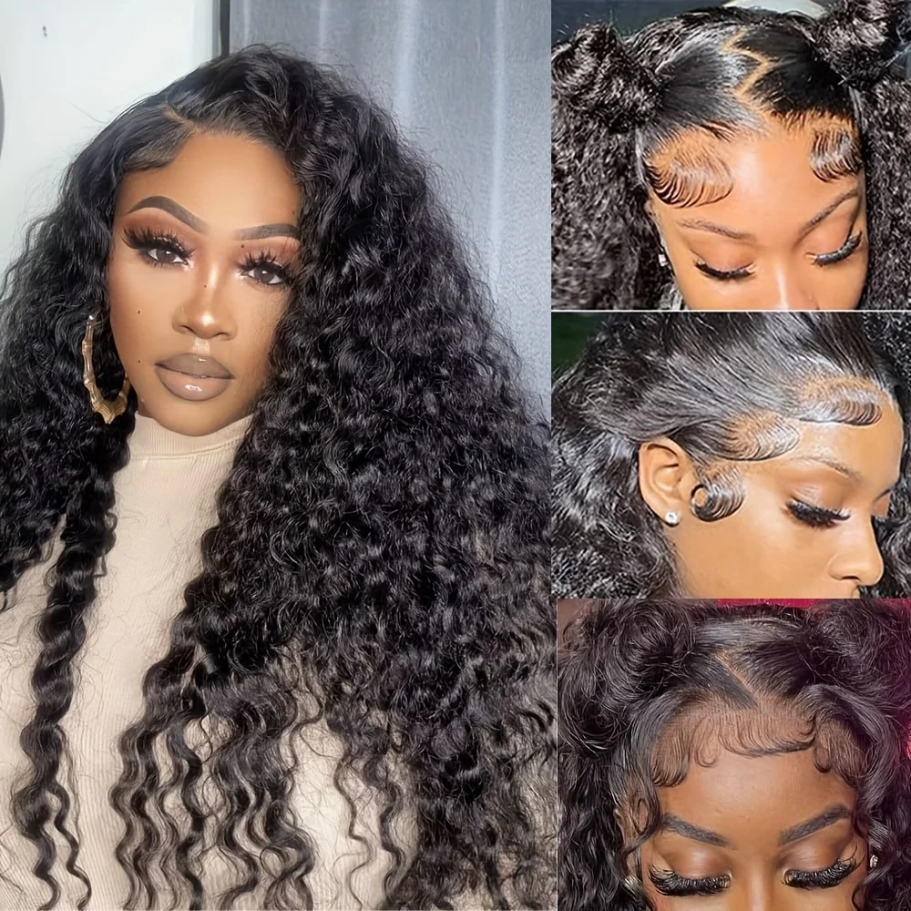 13X4 Lace Front Wig - 100% Brazilian Female Hair Deep Wave Curl 200% Density Natural Elegant Style