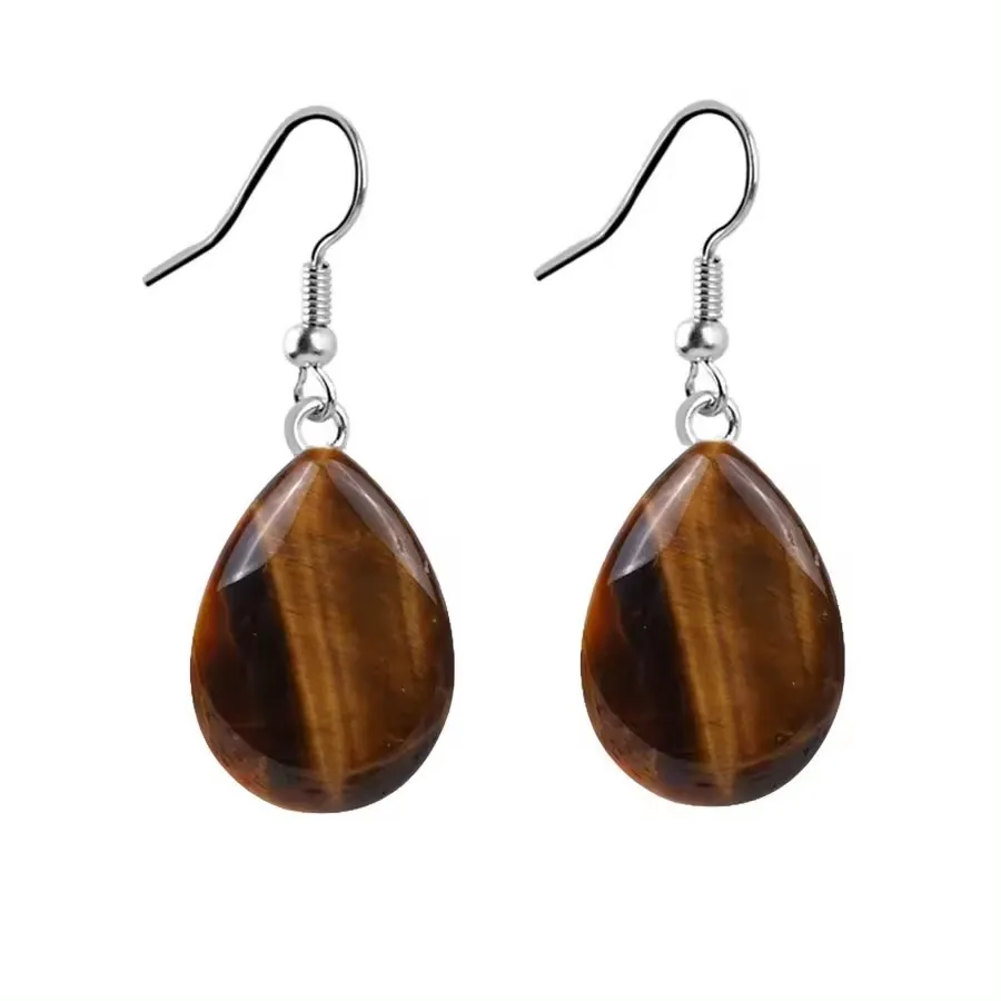 Natural stone crystal drop shaped stainless steel earrings for women wear jewel earrings