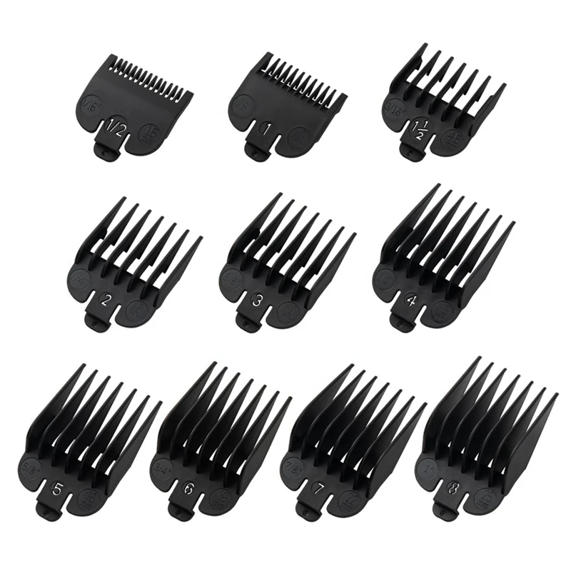 10PCS Clipper Guards Set For Most Wahl Clippers And Babyliss FX870 Clipper Guides Replacement - 1/16Inch To 1Inch-FS-PHFU